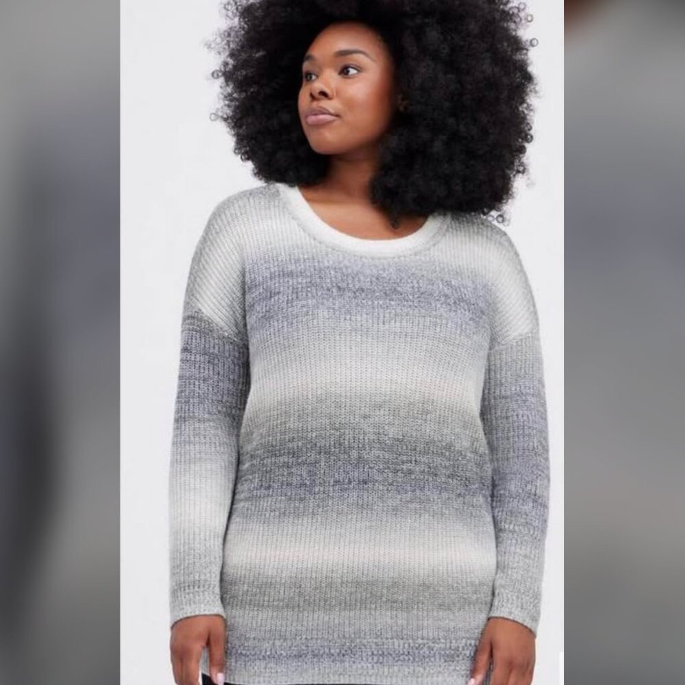 Torrid Pullover Drop Shoulder Tunic Sweater Gray Women's Plus Size 1x 14/16